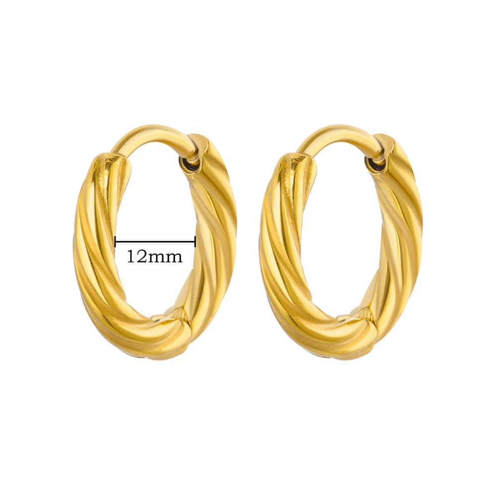 Gold Plated Chunky Earrings for Women 2024 Trending Stainless Steel Hoop Earrings New in Waterproof Piercing Ear Jewelry Aretes