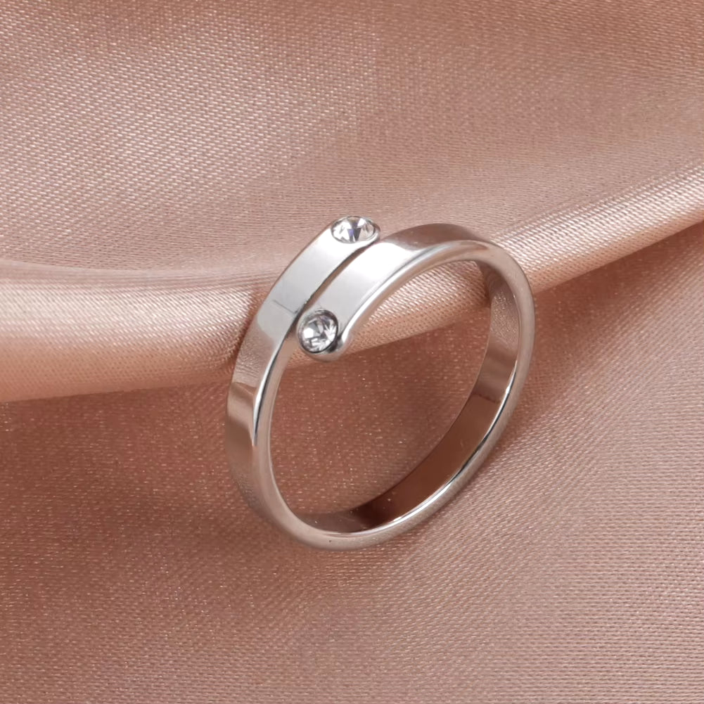 Clear Zircon Women‘S Minimalist Rings Stainless Steel Simple Casual Adjustable Rings Couple 2024 Trendy Wedding Jewelry