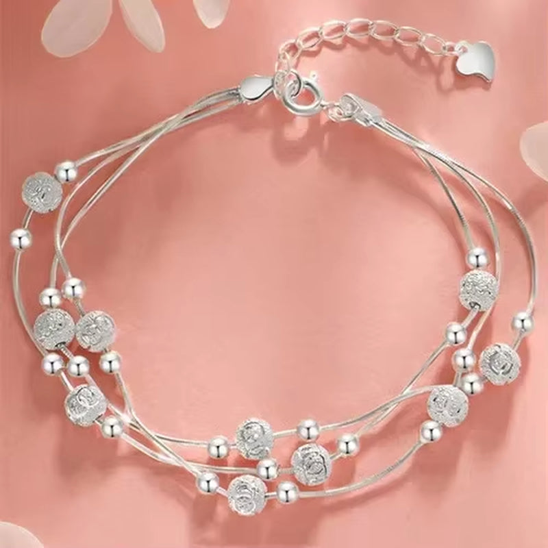 Elegant 925 Sterling Silver Zircon Charm Bracelet for Women - Sparkling Delicate Jewelry Gift for Sweet Girls