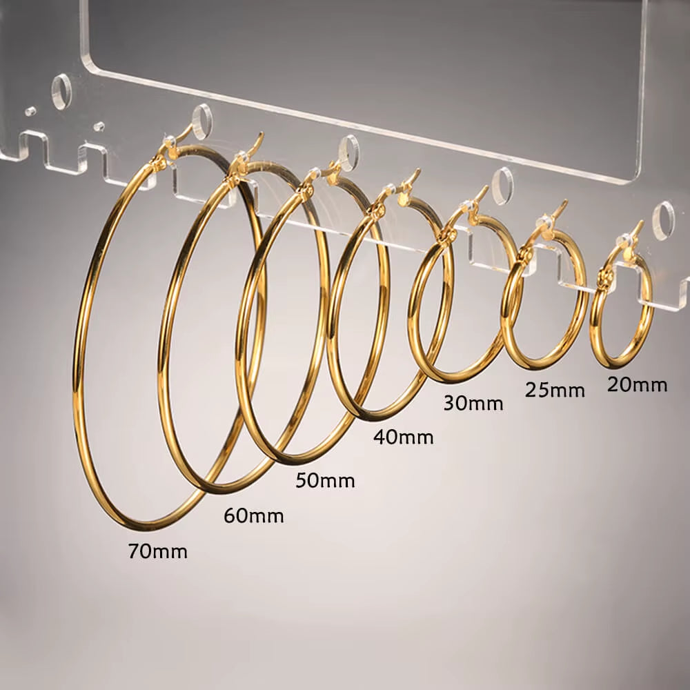 1Pair Stainless Steel Earrings for Women 2023 Trending Classic Gold Color Hoop Earrings New in Circle Ear Jewelry Aretes Mujer