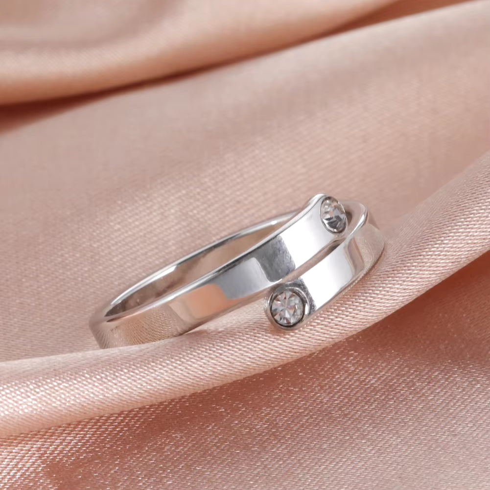 Clear Zircon Women‘S Minimalist Rings Stainless Steel Simple Casual Adjustable Rings Couple 2024 Trendy Wedding Jewelry