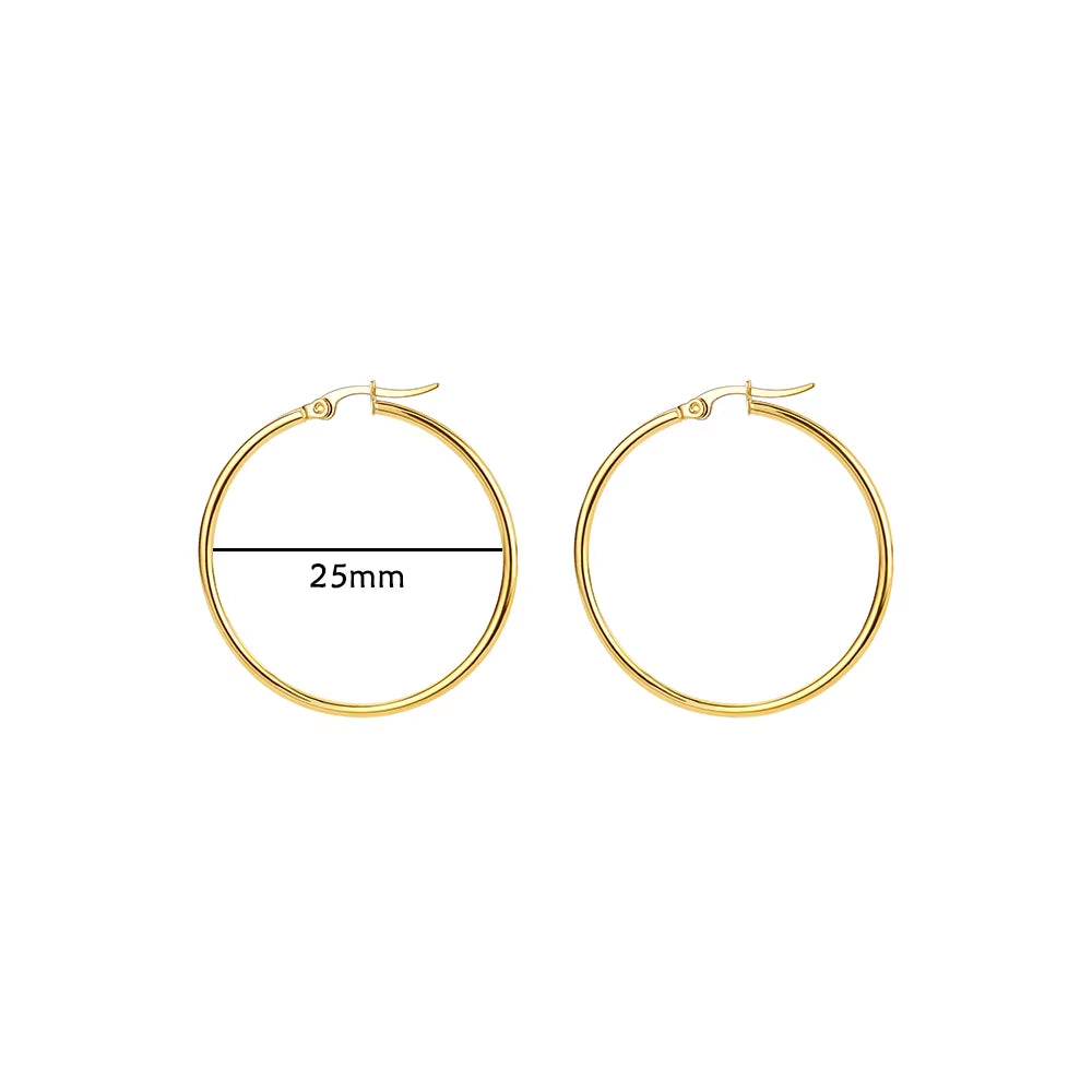 1Pair Stainless Steel Earrings for Women 2023 Trending Classic Gold Color Hoop Earrings New in Circle Ear Jewelry Aretes Mujer