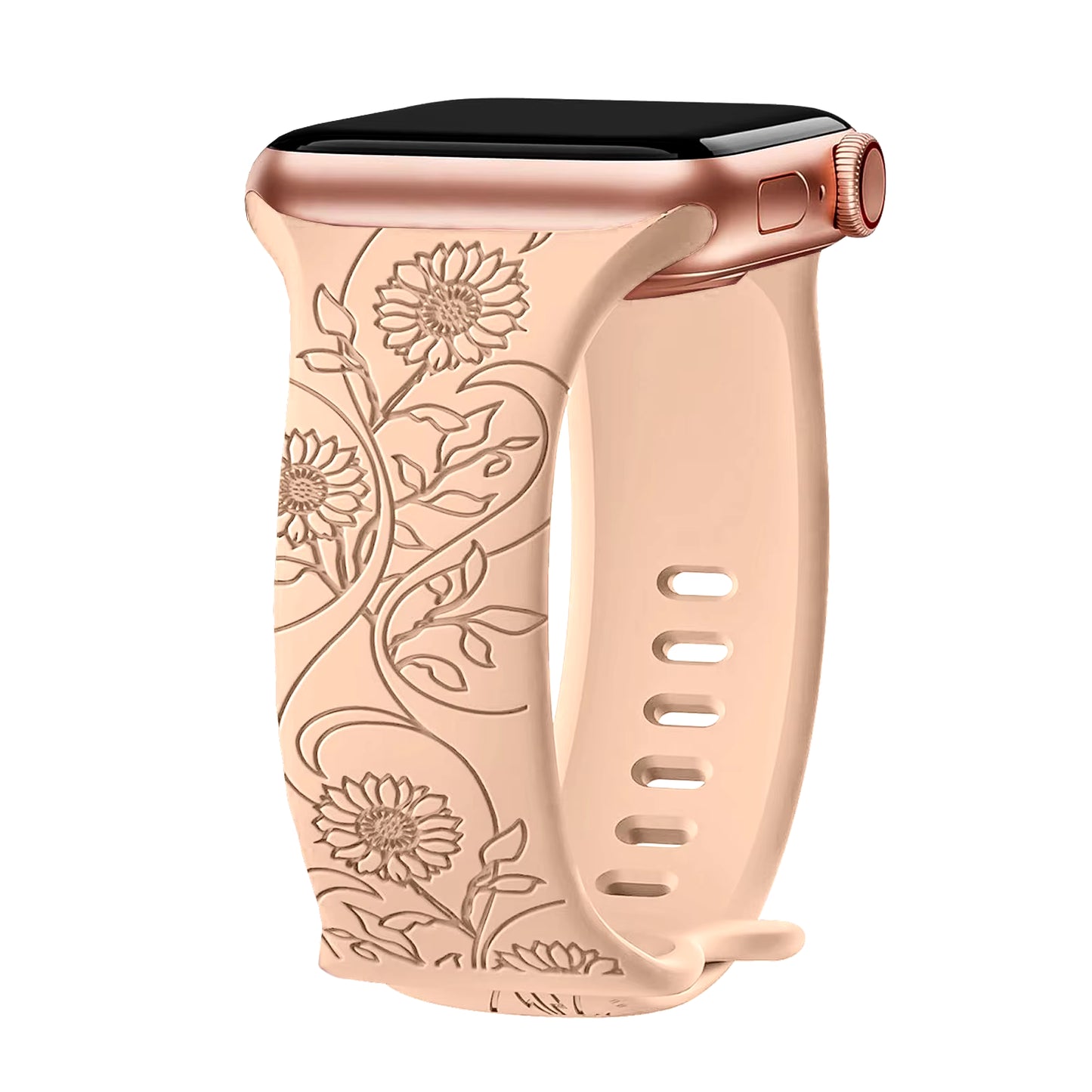 Floral Engraved Strap for Apple Watch Band 40Mm 44Mm