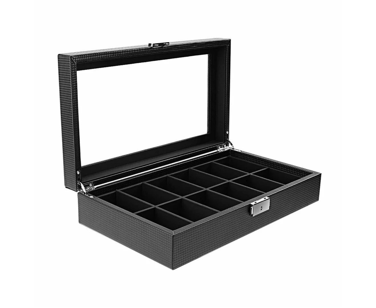 12 Grids Carbon Fiber Watch Storage Box ~ Display Organizer