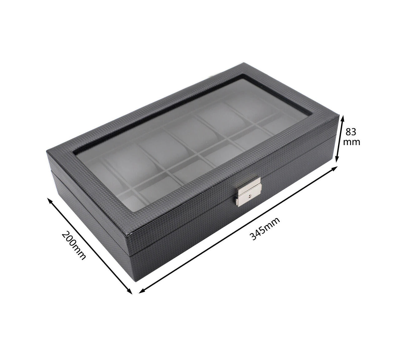 12 Grids Carbon Fiber Watch Storage Box ~ Display Organizer