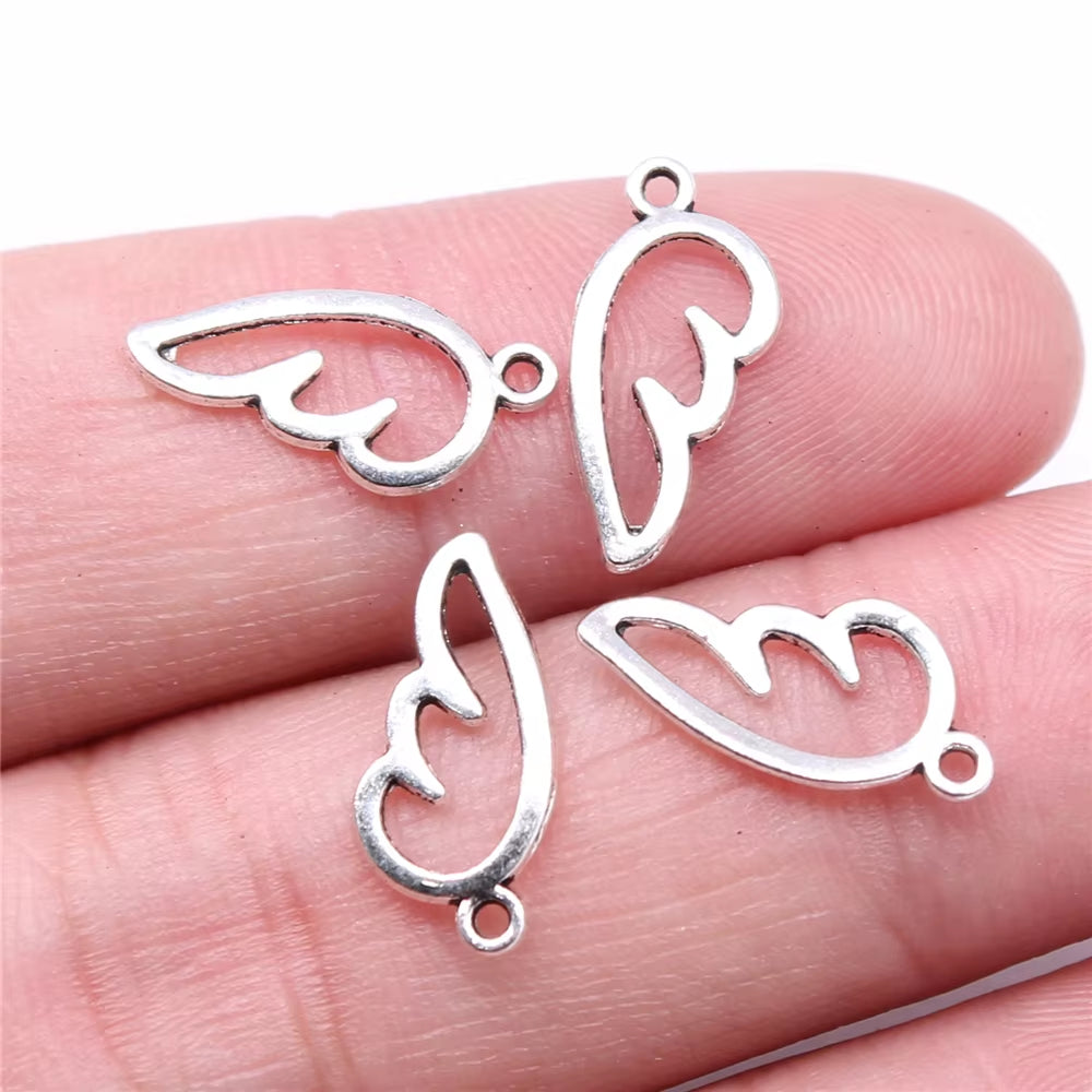 40Pcs Charms 16X8Mm Angel Wing Charms for Jewelry Making DIY Jewelry Findings Antique Silver Color Alloy Charms Pendant