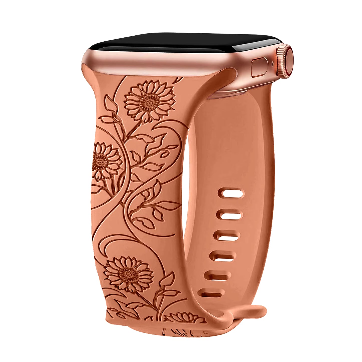 Floral Engraved Strap for Apple Watch Band 40Mm 44Mm