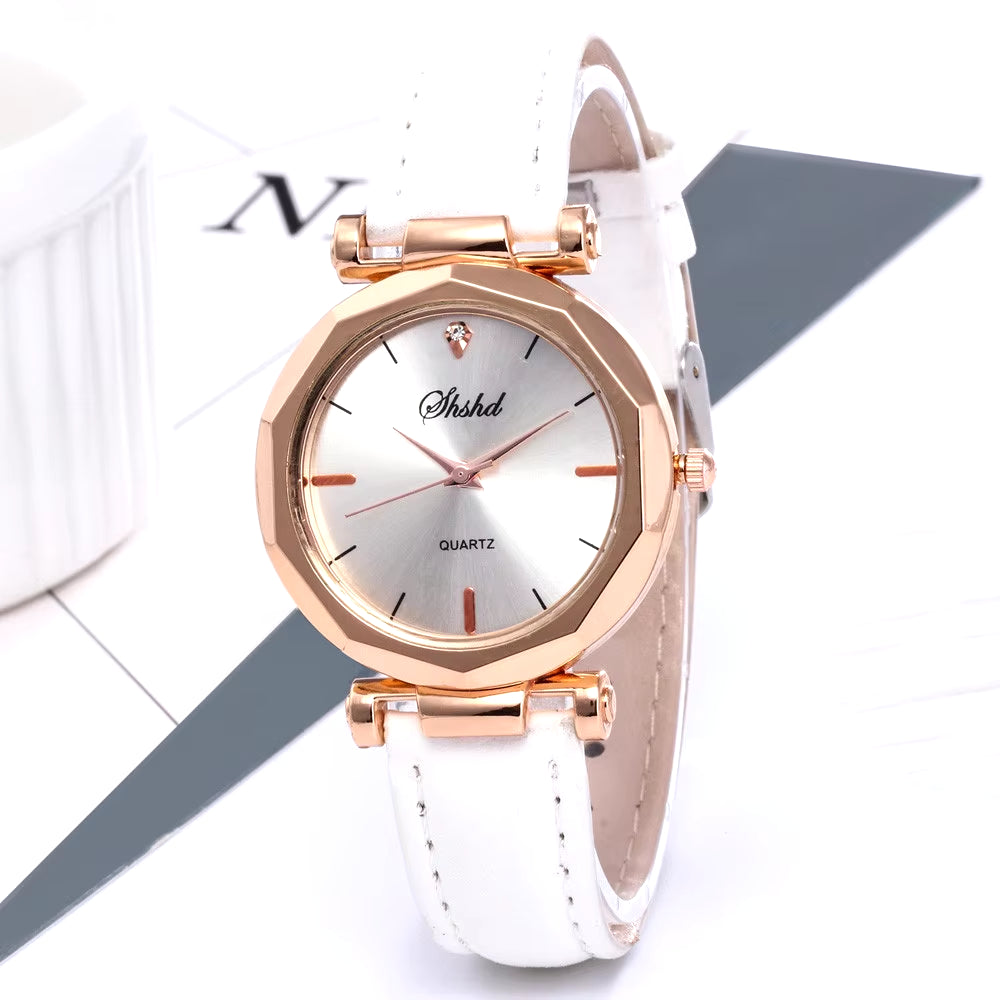 Fashion Women Watch Leather Strap Casual Watches Female round Dial Ladies Quartz Wristwatch Clock Gift Montres Femmes Reloj