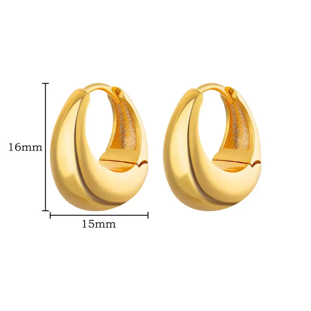 Gold Plated Chunky Earrings for Women 2024 Trending Stainless Steel Hoop Earrings New in Waterproof Piercing Ear Jewelry Aretes