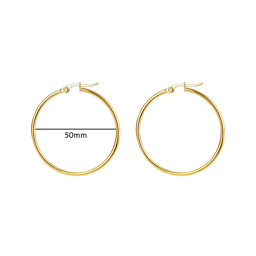 1Pair Stainless Steel Earrings for Women 2023 Trending Classic Gold Color Hoop Earrings New in Circle Ear Jewelry Aretes Mujer