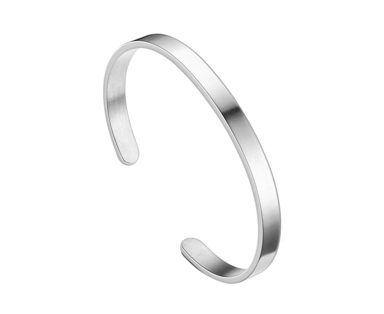 Stylish Adjustable Stainless Steel Men's Bracelet - Sleek Silver Bangle for Adults