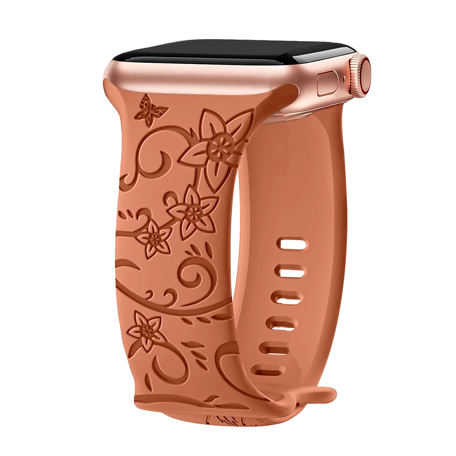 Floral Engraved Strap for Apple Watch Band 40Mm 44Mm