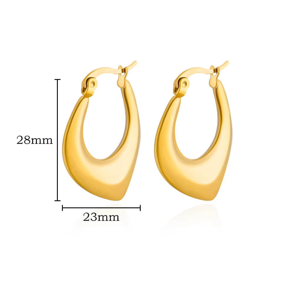 Gold Plated Chunky Earrings for Women 2024 Trending Stainless Steel Hoop Earrings New in Waterproof Piercing Ear Jewelry Aretes