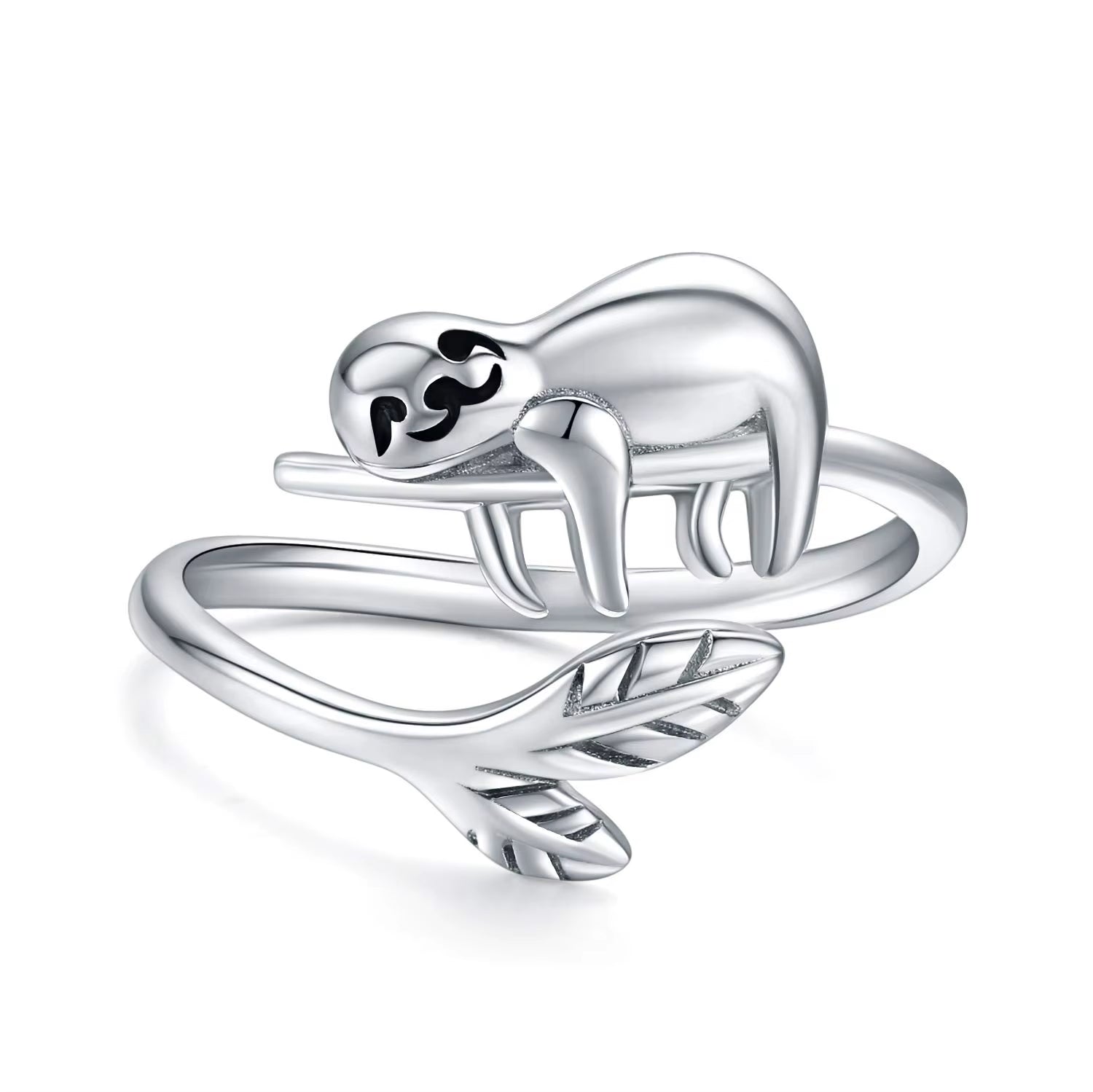 New Fashion Lifelike Cute Sloth Ring Size Adjustable Animal Rings for Girl Women Men Party Jewelry Accessories Gift