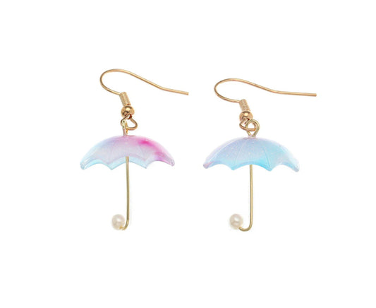 1 Pair Women Earrings Umbrella Contrast Color Jewelry All Match Lightweight Cute Hook Earrings for Wedding - Blue Purple