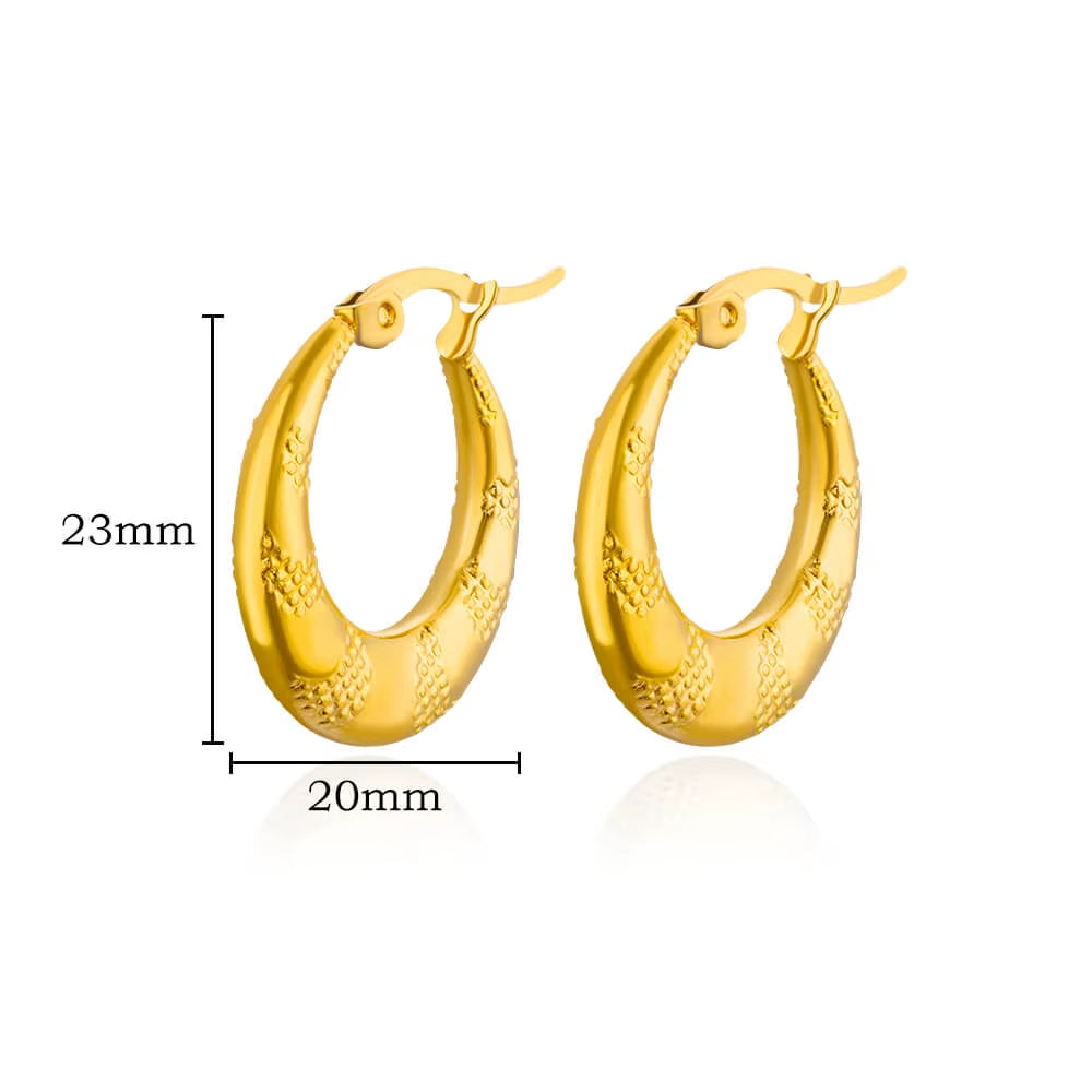 Gold Plated Chunky Earrings for Women 2024 Trending Stainless Steel Hoop Earrings New in Waterproof Piercing Ear Jewelry Aretes