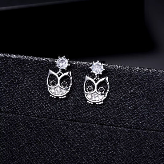 New Hot Fashion 925 Sterling Silver Owl Earrings for Women Girls Gift Fashion Statement Jewelry Cute Earrings