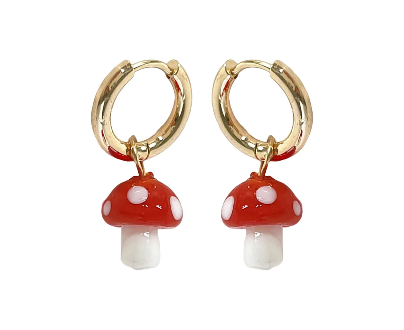 1 Pair Women Earrings Smooth Surface Decorative Anti-Deformed Sweet Vivid Mushroom Shape Huggie Earrings Women Ear Accessories - Red