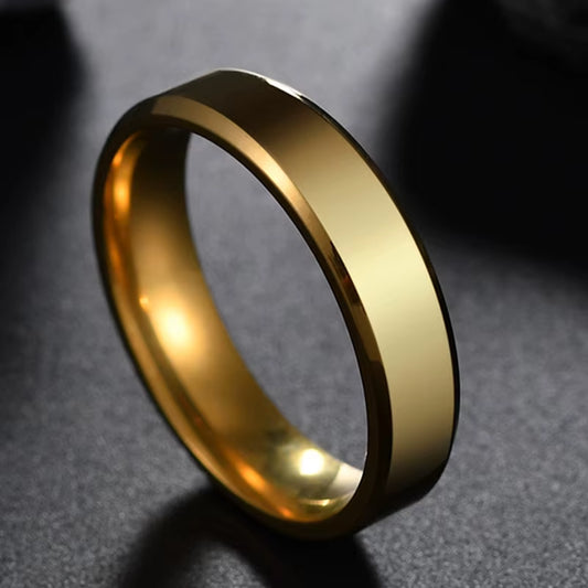 6Mm White Stones Couple Rings for Lovers Stainless Steel Simple Women Men Wedding Rings