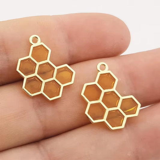 10Pcs 16X21Mm Enamel Charms Honeycomb Charms for Diy Jewelry Making and Crafting Fashion Earring Charms Fashion Pendant