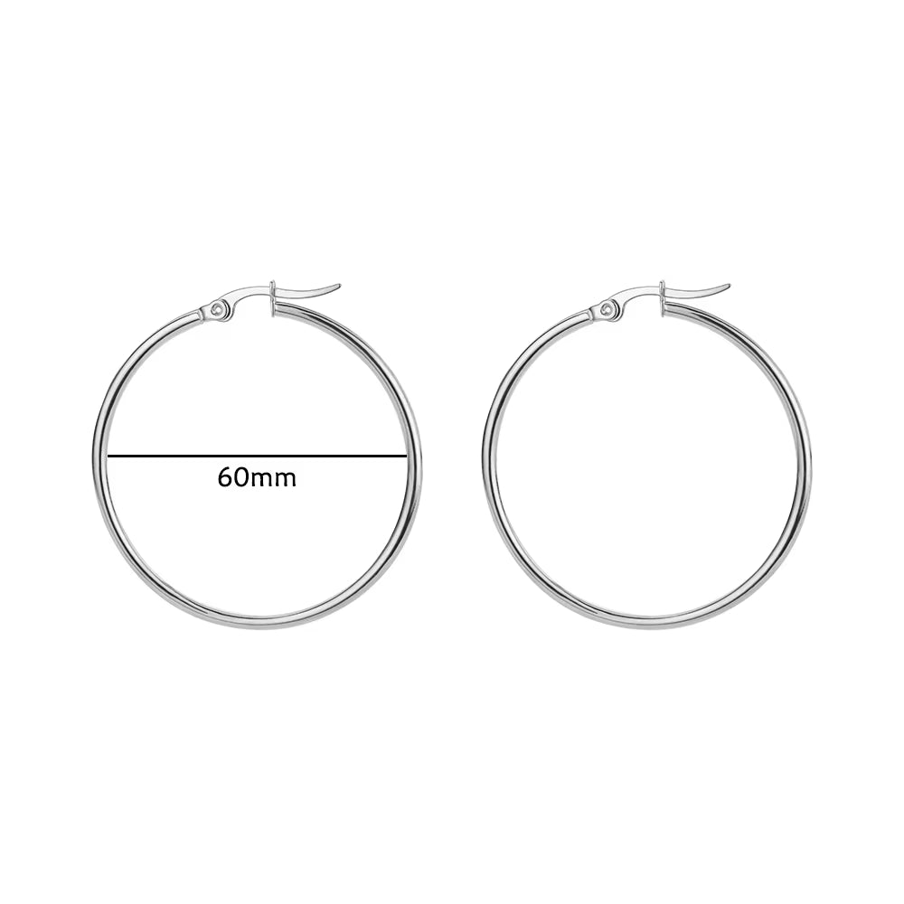 1Pair Stainless Steel Earrings for Women 2023 Trending Classic Gold Color Hoop Earrings New in Circle Ear Jewelry Aretes Mujer