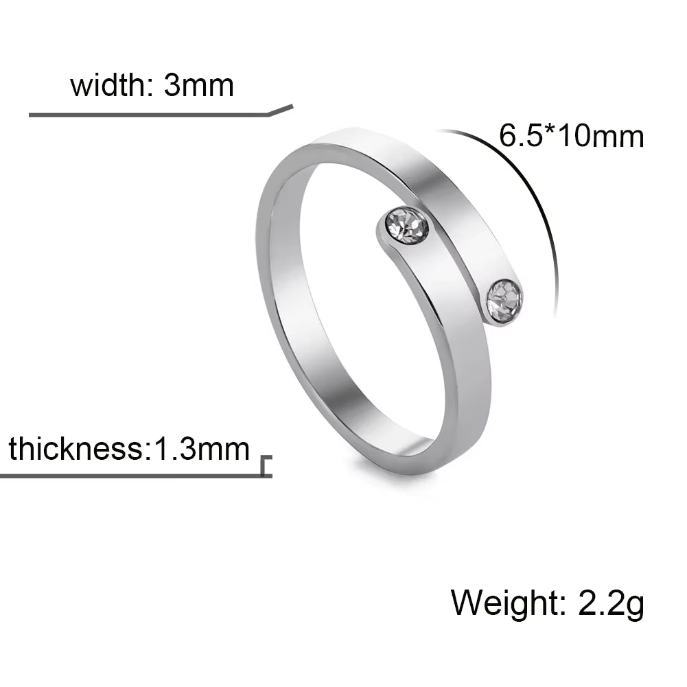 Clear Zircon Women‘S Minimalist Rings Stainless Steel Simple Casual Adjustable Rings Couple 2024 Trendy Wedding Jewelry