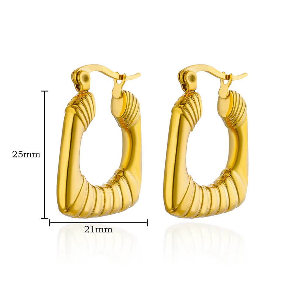 Gold Plated Chunky Earrings for Women 2024 Trending Stainless Steel Hoop Earrings New in Waterproof Piercing Ear Jewelry Aretes