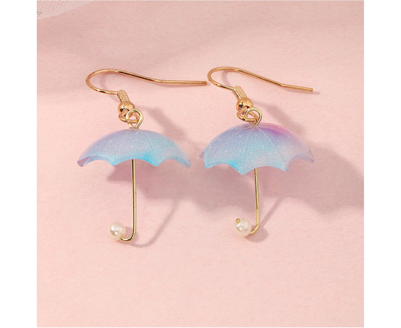 1 Pair Women Earrings Umbrella Contrast Color Jewelry All Match Lightweight Cute Hook Earrings for Wedding - Blue Purple