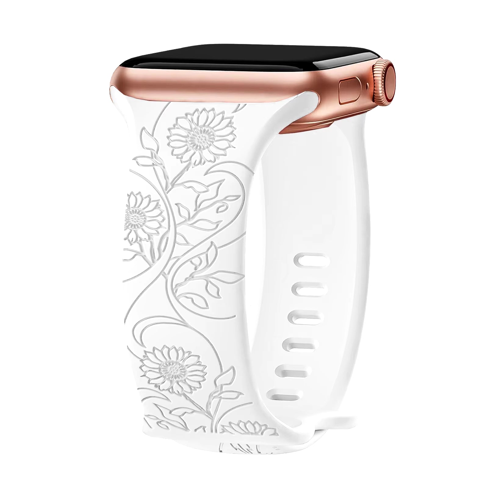 Floral Engraved Strap for Apple Watch Band 40Mm 44Mm