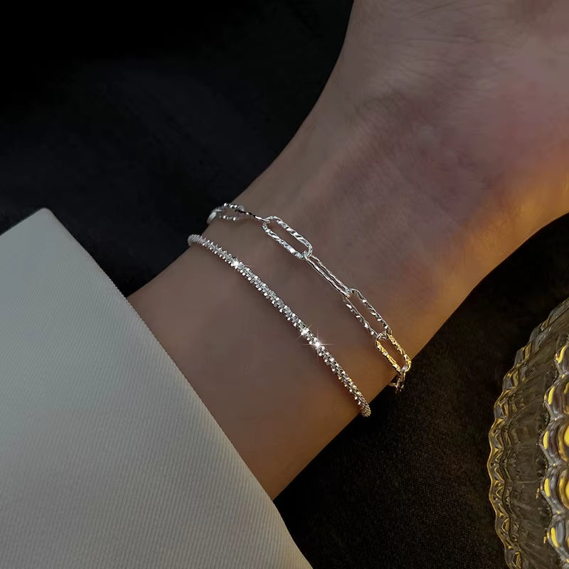 Elegant 925 Sterling Silver Zircon Charm Bracelet for Women - Sparkling Delicate Jewelry Gift for Sweet Girls