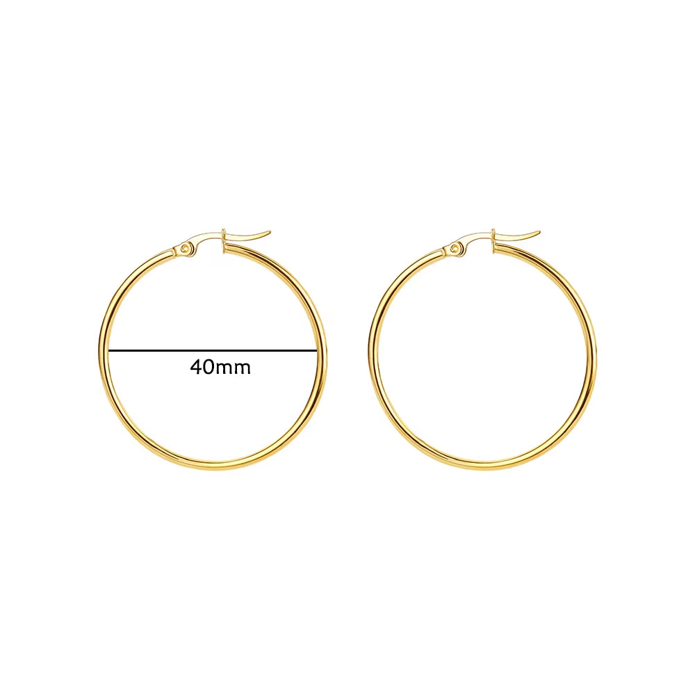 1Pair Stainless Steel Earrings for Women 2023 Trending Classic Gold Color Hoop Earrings New in Circle Ear Jewelry Aretes Mujer