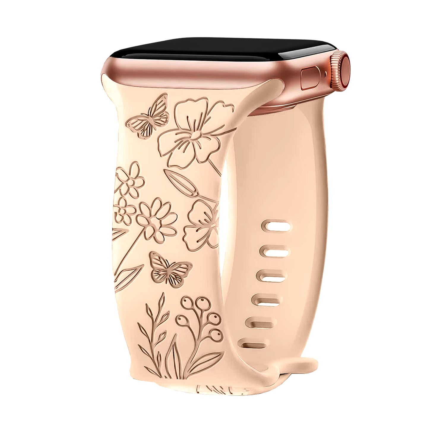 Floral Engraved Strap for Apple Watch Band 40Mm 44Mm