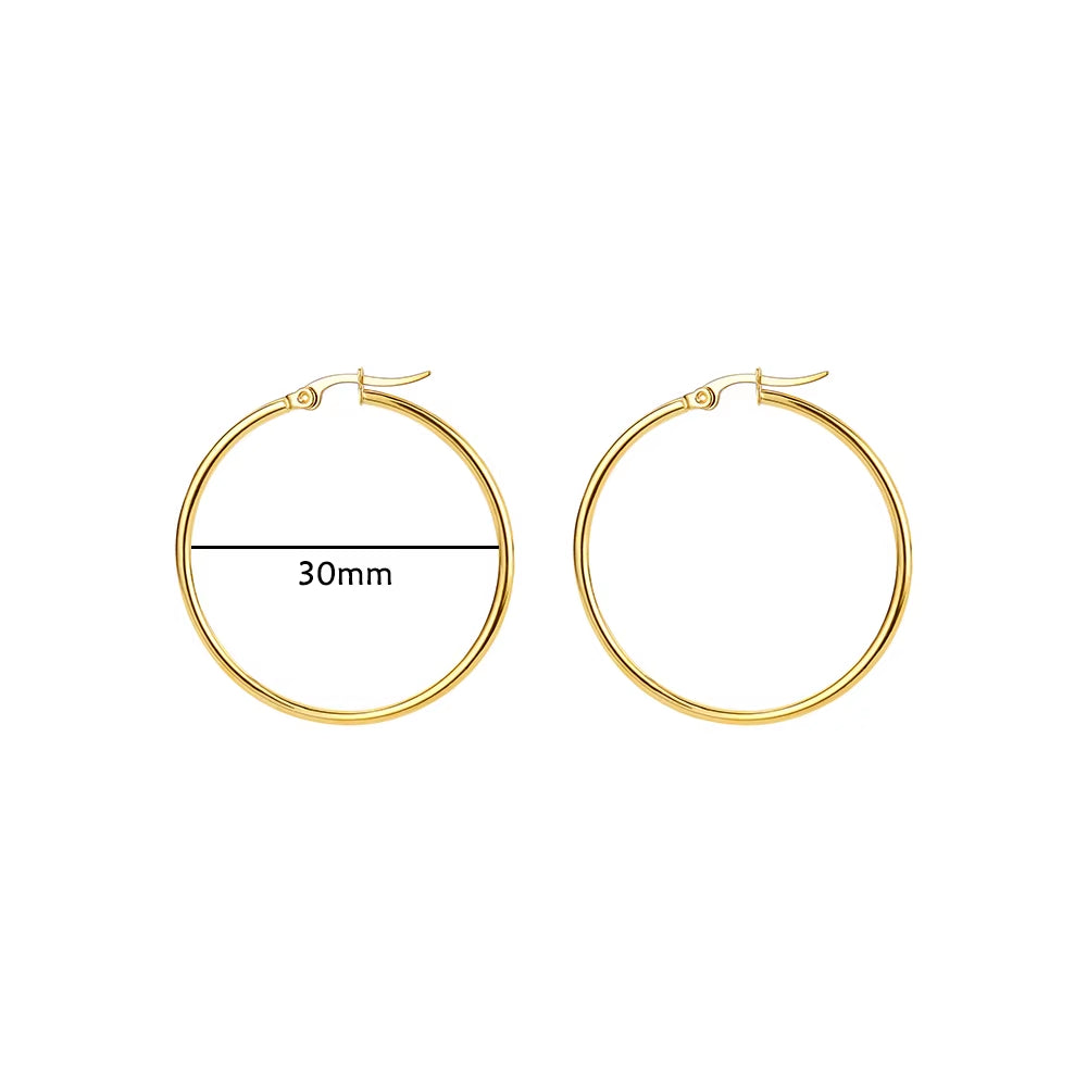 1Pair Stainless Steel Earrings for Women 2023 Trending Classic Gold Color Hoop Earrings New in Circle Ear Jewelry Aretes Mujer