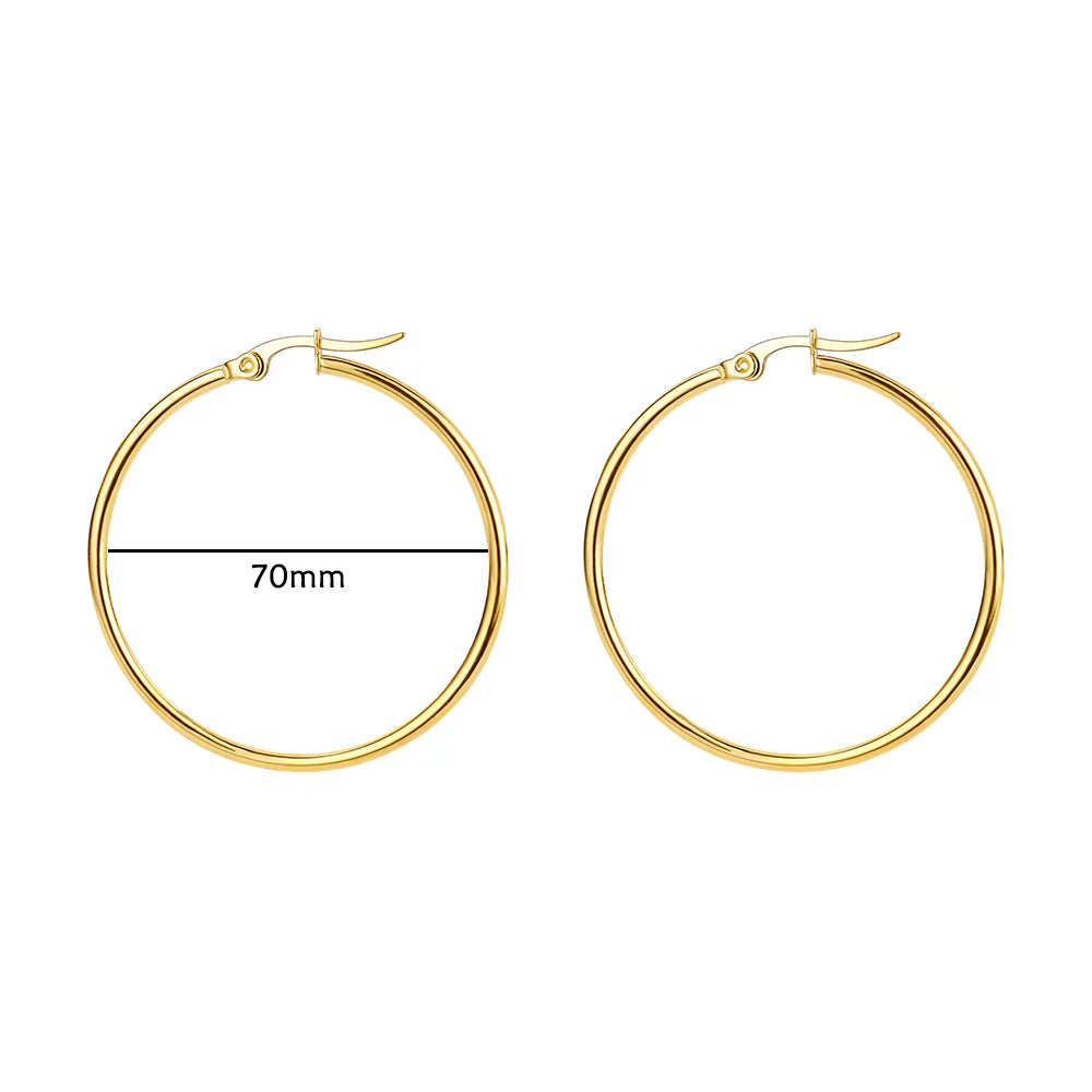 1Pair Stainless Steel Earrings for Women 2023 Trending Classic Gold Color Hoop Earrings New in Circle Ear Jewelry Aretes Mujer