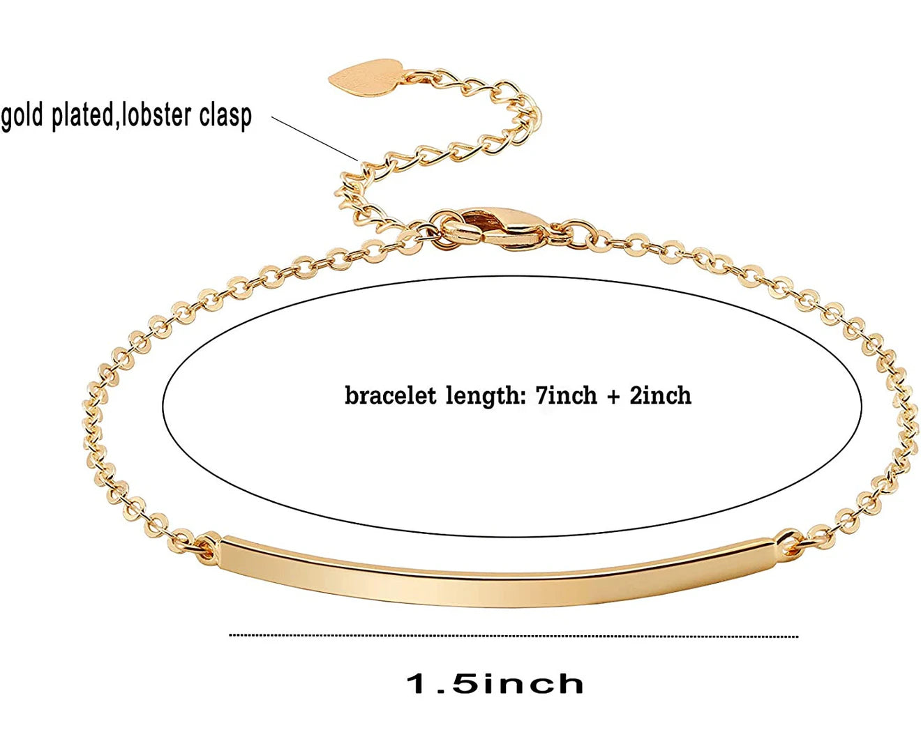 Elegant 14K Gold Plated Ladies Bar Bracelet - Handmade Minimalist Jewelry