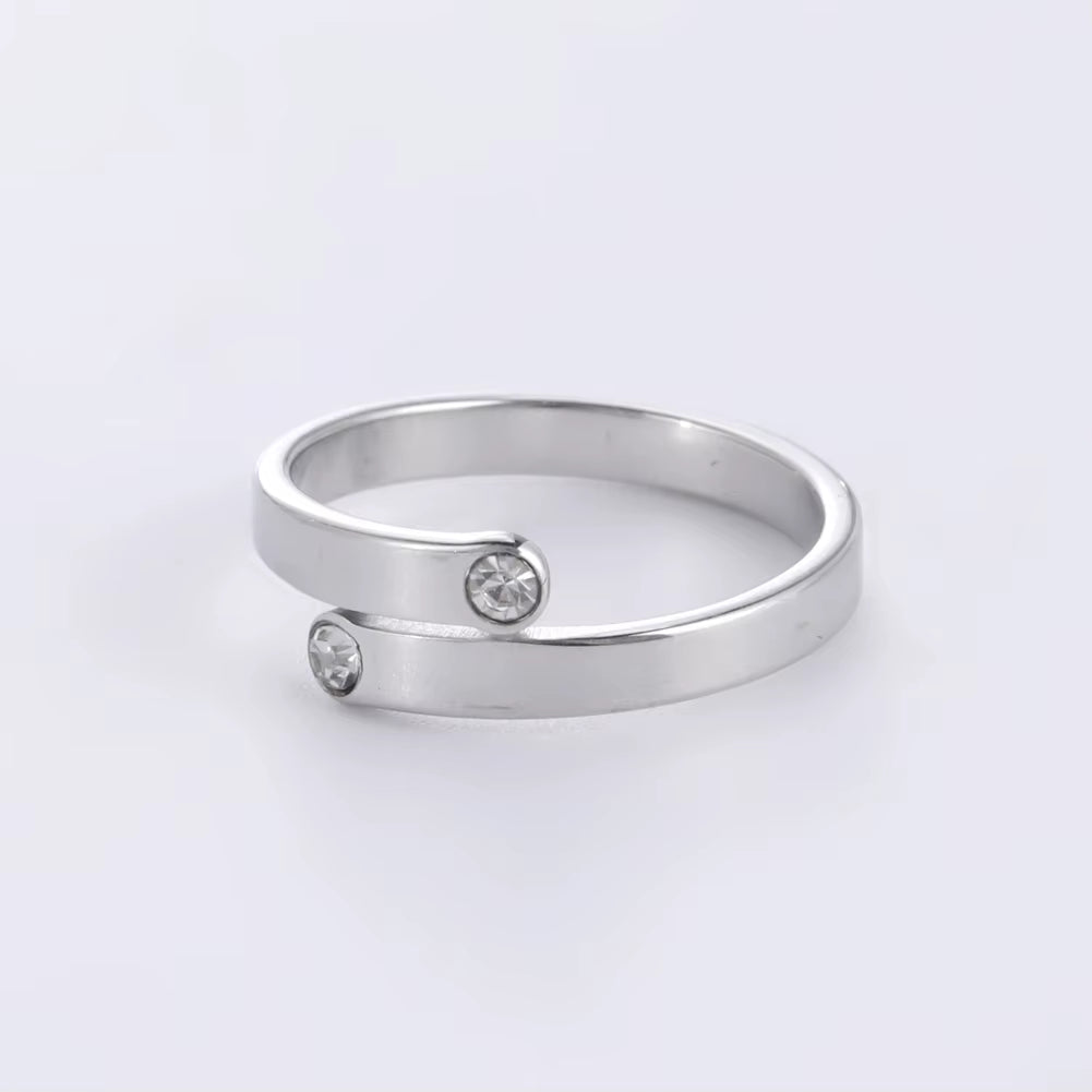 Clear Zircon Women‘S Minimalist Rings Stainless Steel Simple Casual Adjustable Rings Couple 2024 Trendy Wedding Jewelry